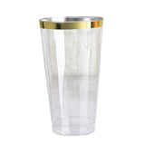 12 Pack | 17oz Tall Gold Rim Clear Plastic Cups, Disposable Party Glasses#whtbkgd