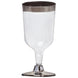 12 Pack | 6oz Chrome Silver Rim Clear Plastic Short Stem Wine Glasses, Disposable Party Cups#whtbkgd