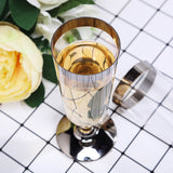 12 Pack | 6oz Chrome Silver Rim Clear Plastic Champagne Glasses, Disposable Trumpet Flutes