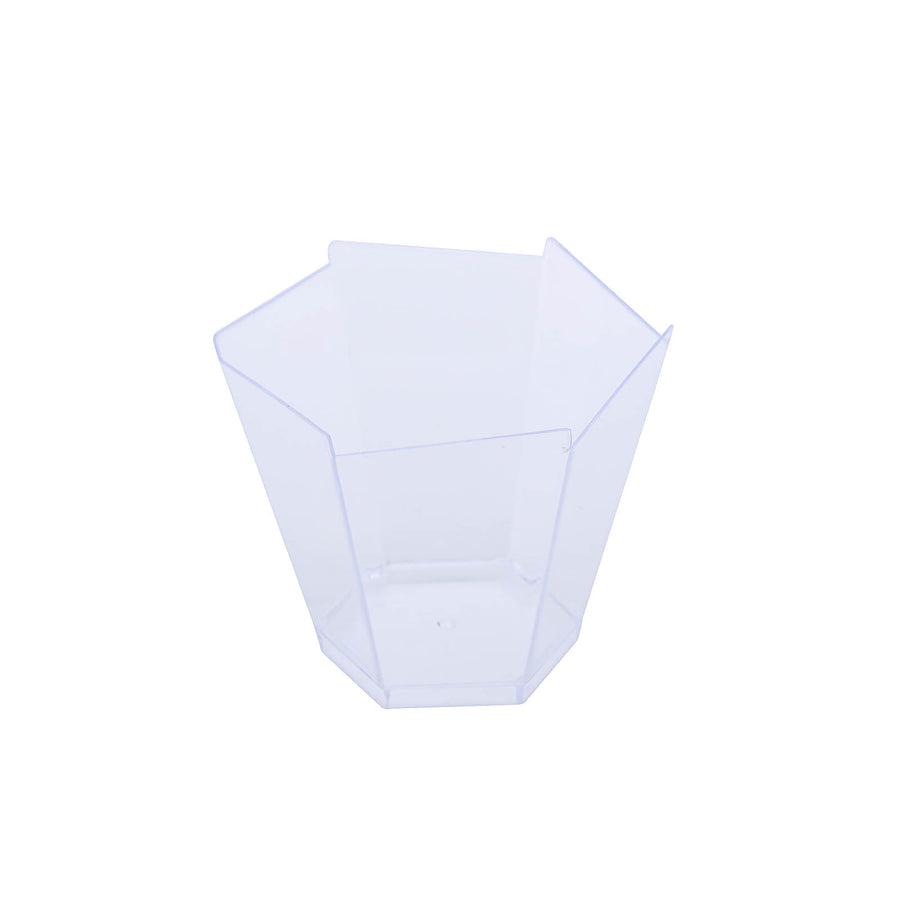12 Pack | 3oz Clear Wavy Hexagon Plastic Dessert Cups, Disposable Snack Cups
