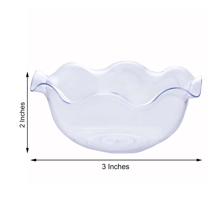 12 Pack | 3oz Clear Round Blossom Plastic Dessert Ice Cream Bowls, Disposable Candy Bowls