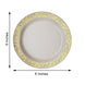 10 Pack | 6inch Gold Lace Rim Ivory Disposable Salad Plates, Plastic Dessert Appetizer Plates