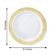 10 Pack | 6inch Gold Lace Rim White Disposable Salad Plates, Plastic Dessert Appetizer Plates