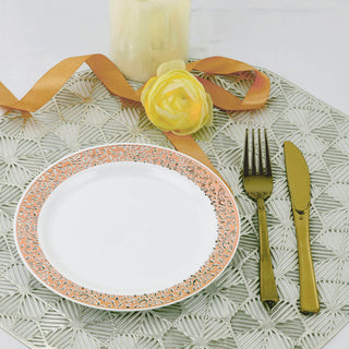 Elegant and Stylish Rose Gold Lace Rim White Disposable Salad Plates