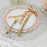 10 Pack | 10inch Elegant Rose Gold Lace Rim White Disposable Dinner Plates, Plastic Party Plates