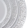 10 Pack | 10inch Elegant Silver Lace Rim White Disposable Dinner Plates, Party Plates#whtbkgd