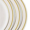 10 Pack | 6inch Très Chic Gold Rim Ivory Disposable Salad Plates, Plastic Appetizer Plates#whtbkgd
