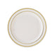10 Pack | 6inch Très Chic Gold Rim Ivory Disposable Salad Plates, Plastic Dessert Appetizer Plates