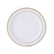 10 Pack | 6inch Très Chic Gold Rim White Disposable Salad Plates, Plastic Dessert Appetizer Plates