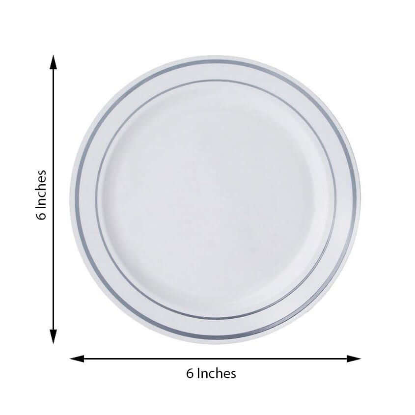 10 Pack 6" Silver White Disposable Salad Plates