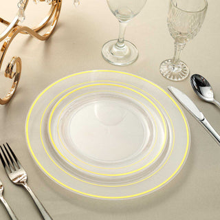 Elevate Your Event with Très Chic Gold Rim Clear Disposable Salad Plates