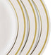 10 Pack | 8inch Très Chic Gold Rim Ivory Disposable Salad Plates, Plastic Appetizer Plates#whtbkgd