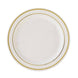 10 Pack | 8inch Très Chic Gold Rim Ivory Disposable Salad Plates, Plastic Dessert Appetizer Plates