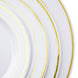 10 Pack | 8inch Très Chic Gold Rim White Disposable Salad Plates, Plastic Dessert Appetizer Plates