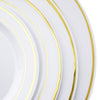 10 Pack | 8inch Très Chic Gold Rim White Disposable Salad Plates, Plastic Dessert Appetizer Plates