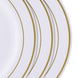 10 Pack | 10inch Très Chic Gold Rim Ivory Disposable Dinner Plates, Plastic Party Plates#whtbkgd