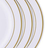 10 Pack | 8inch Très Chic Gold Rim White Disposable Salad Plates, Plastic Appetizer Plates#whtbkgd