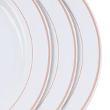 10 Pack | 8inch Très Chic Rose Gold Rim White Disposable Salad Plates, Appetizer Plates#whtbkgd