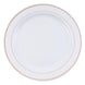 10 Pack | 8inch Très Chic Rose Gold Rim White Disposable Salad Plates, Plastic Appetizer Plates