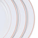 10 Pack | 8inch Très Chic Rose Gold Rim Clear Disposable Salad Plates, Appetizer Plates#whtbkgd