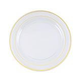 10 Pack | 10inch Très Chic Gold Rim Clear Disposable Dinner Plates, Plastic Party Plates