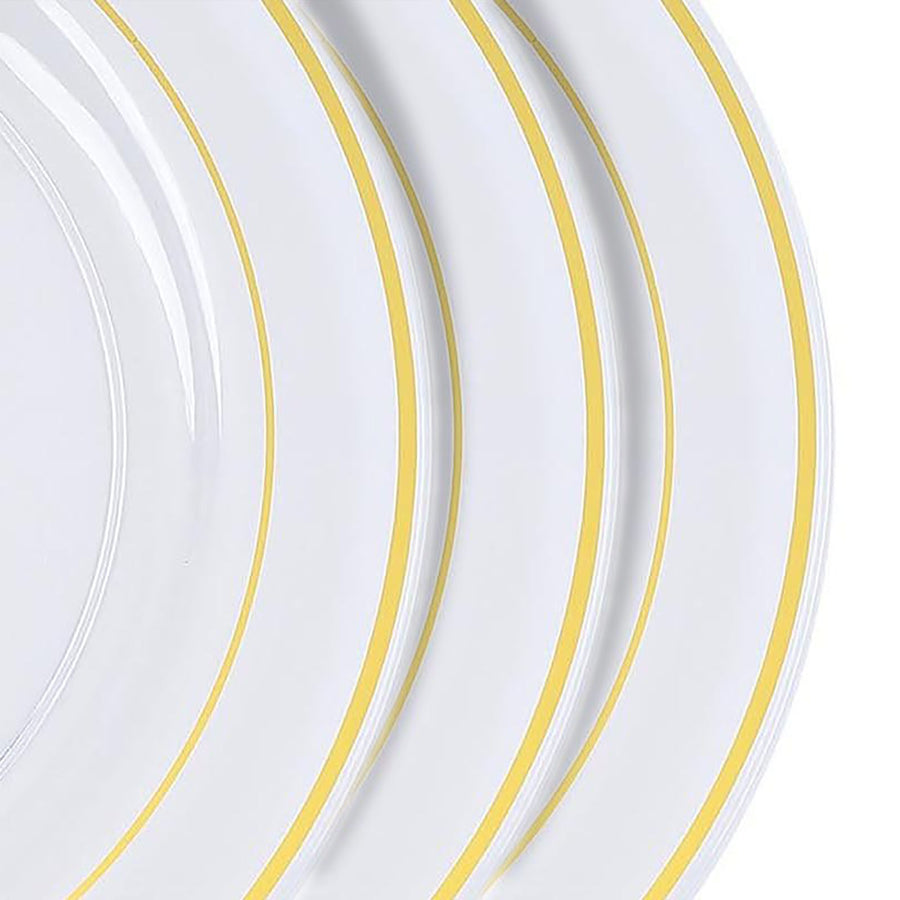 10 Pack | 10inch Très Chic Gold Rim Clear Disposable Dinner Plates, Plastic Party Plates#whtbkgd