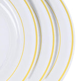 10 Pack | 10inch Très Chic Gold Rim Clear Disposable Dinner Plates, Plastic Party Plates#whtbkgd