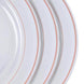 10 Pack | 10inch Très Chic Rose Gold Rim Clear Disposable Dinner Plates, Party Plates#whtbkgd