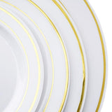 10 Pack | 10inch Très Chic Gold Rim White Disposable Dinner Plates, Plastic Party Plates#whtbkgd