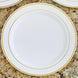 10 Pack | 10inch Très Chic Gold Rim White Disposable Dinner Plates, Plastic Party Plates