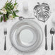 10 Pack | 6inch White / Silver Swirl Rim Disposable Salad Plates, Round Plastic Dessert Plates