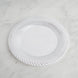 10 Pack | 9inch White / Silver Swirl Rim Plastic Dinner Plates, Round Disposable Party Plates