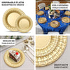 10 Pack | 7inch Gold Basketweave Rim Plastic Salad Dessert Plates, Round Disposable Appetizer Plates