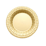 10 Pack Gold Basketweave Rim Plastic Salad Dessert Plates, Round Disposable Appetizer Plates#whtbkgd