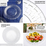 10 Pack | 10inch Clear Basketweave Rim Disposable Dinner Plates, Plastic Party Plates