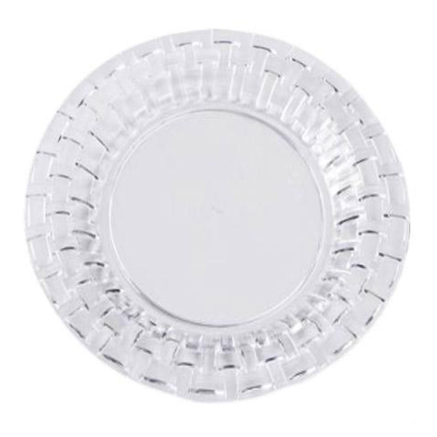 10 Pack | 10inch Clear Basketweave Rim Disposable Dinner Plates, Plastic Party Plates#whtbkgd