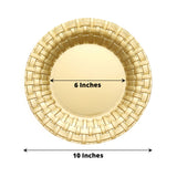 10 Pack | 10inch Gold Basketweave Rim Plastic Dinner Plates, Round Disposable Plates