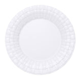 10 Pack | 10inch White Basketweave Rim Plastic Dinner Plates, Round Disposable Plates#whtbkgd