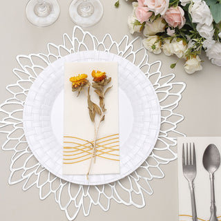 Superior Quality and Convenience in White Basketweave Rim Plastic Dinner Plates
