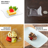 24 Pack | 3inch Clear Mini Wavy Rim Square Disposable Snack Plates, Plastic Appetizer Plates
