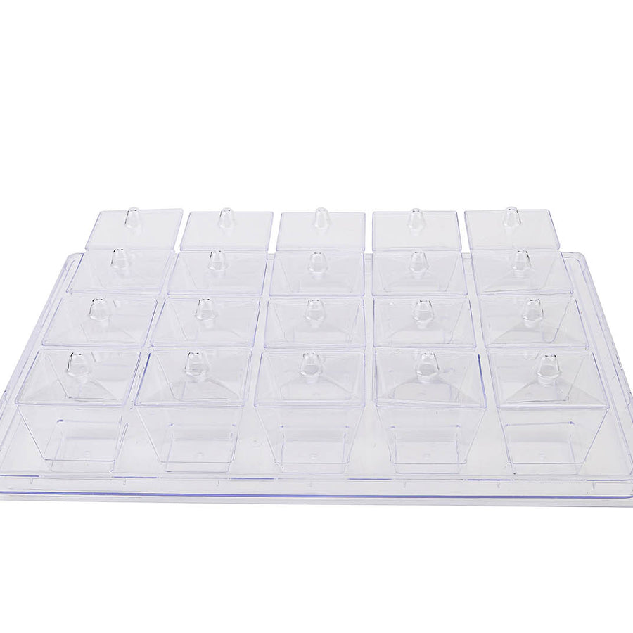 20 Pack | 3oz Clear Square Disposable Dessert Cups With Lids, Plastic Appetizer Cups