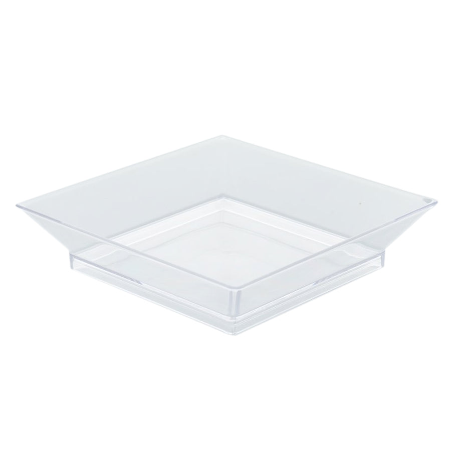 10 Pack - 4inch Clear Sleek Square Plastic Plates, Disposable Dessert Plates#whtbkgd
