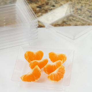 Convenient and Durable 10 Pack of Clear Sleek Square Disposable Dessert Appetizer Plates
