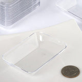 20 Pack - 3inch Clear Mini Plastic Appetizer Dessert Plates, Disposable Rectangular Shallow Bowls