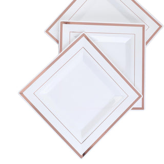 Rose Gold Trim White Square Disposable Dinner Plates: The Perfect Choice for Any Occasion