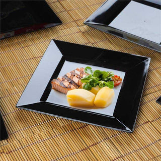 Dine in Style with Glossy Black Square Disposable Salad Plates
