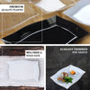 White Plastic Disposable Rectangular Serving Trays Plates - With Glossy Finish & Wave Trimmed Rim
