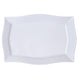 White Plastic Disposable Rectangular Serving Trays Plates - With Glossy Finish & Wave Trimmed Rim#whtbkgd
