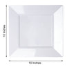 10Inch Modern White Square Plastic Disposable Dinner Plates With Glossy Finish