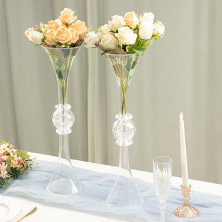 Create Stunning Wedding Centerpieces with the 2 Pack | 21" Clear Crystal Embellishment Trumpet Flower Vase